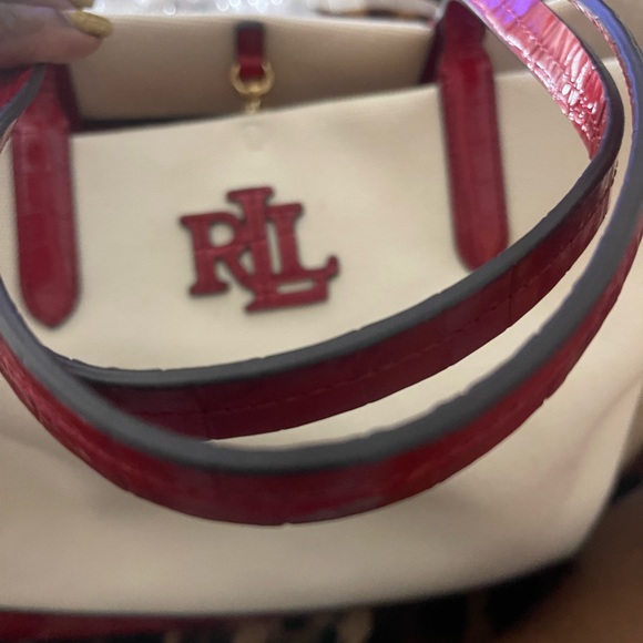 Ralph Lauren Tote purse red and neutral bag NWT - Picture 8 of 8